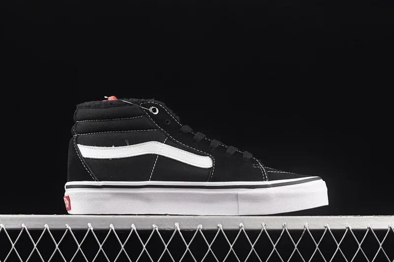 All Categories Vans Vans Series Vans Mid Vans China Velvet Vans Sk8-Mid Pro Vans Black Velvet White Striped Mid-top Casual Sneakers VN0A347UY28